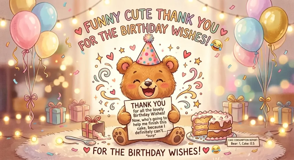 Funny Cute Thank You for the Birthday Wishes😂 